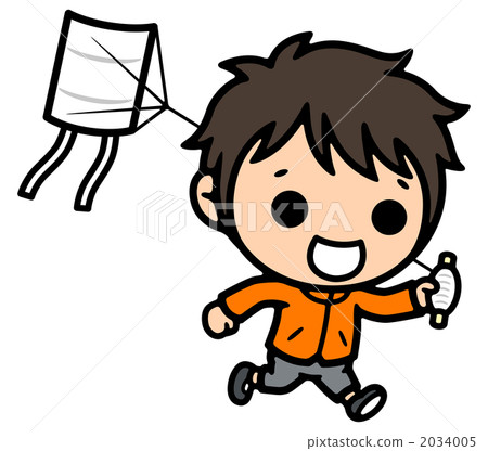 A boy kicking a kite 2034005