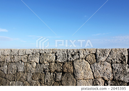 Shuri castle stone wall and blue sky horizontal line Shuri castle stone wall and blue sky horizontal line 2045395