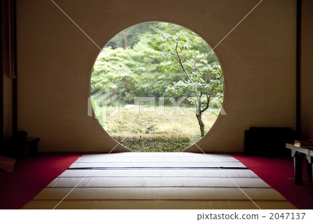 shrines and temples, meigetsu-in temple, round window 2047137