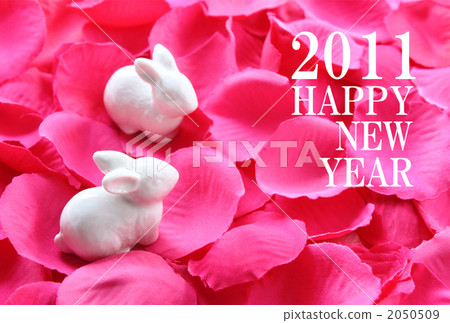 White rabbits and petals ◆ New Year cards 2 White rabbits and petals ◆ New Year cards 2 2050509