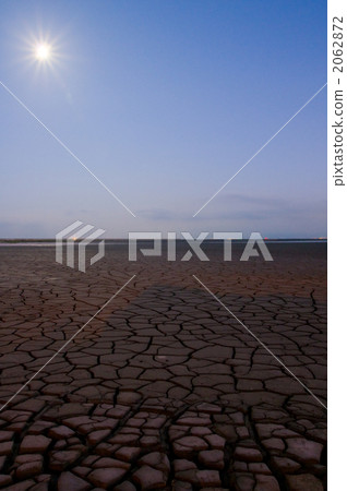 Cracked earth and moon night view Cracked earth and moon night view 2062872
