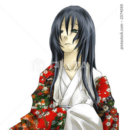 穿著一件紅色和服的婦女的例證 2074089