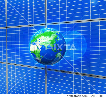 Earth reflected on the solar panel Earth reflected on the solar panel 2098181