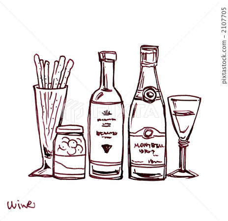 Wine and Grisini Pen Painting 2107705
