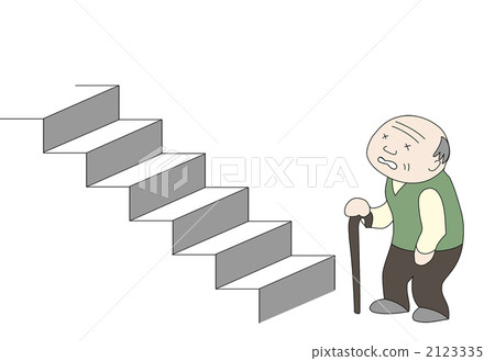 爬樓梯有困難的老人的插圖 2123335
