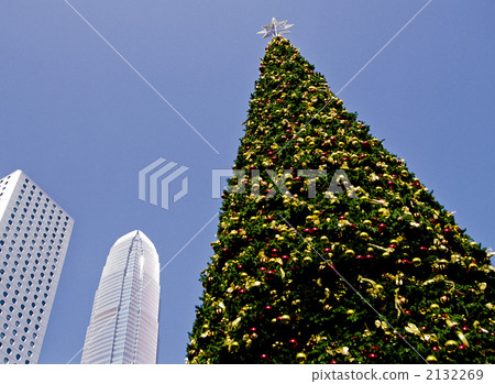 Modern building of Hong Kong Island and Christmas tree 2132269