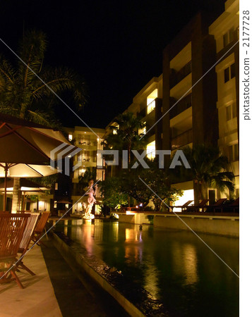 Pool at night (Bali, resort hotel's poolside) 2177728