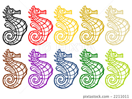 Dragon year illustration material for 2012 New Year's cards (colorful line seahorse) 2211011