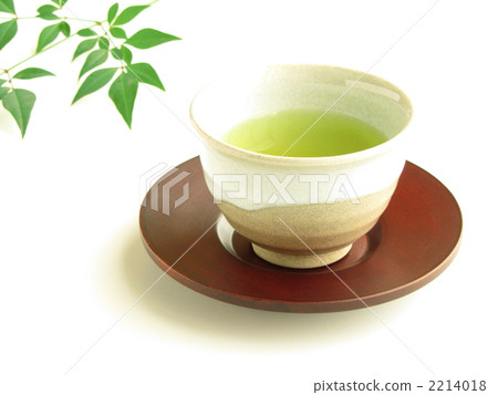 Green tea, tea ceremony and teacup [Image of visitors and hospitality] [White background] (Horizontal) 2214018