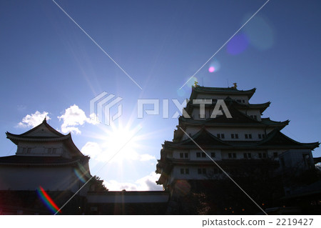 A small castle tower at Nagoya castle and a large castle tower 2219427