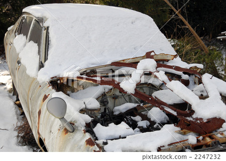 scrapped car, left behind, weather beaten 2247232