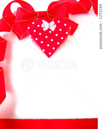Red box and ribbon of polka dot 2255289