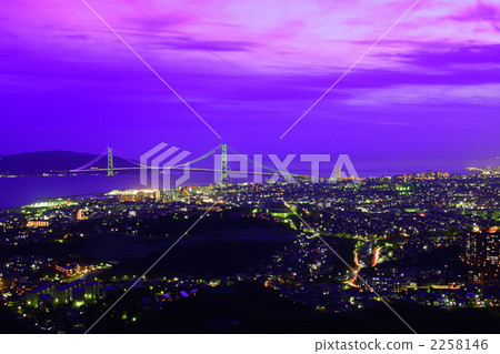 風景 夜景 明石海峽大橋 2258146