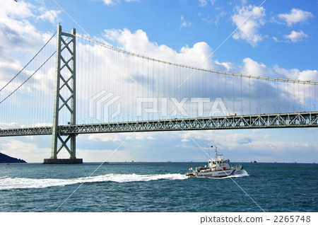 Akashi Kaikyo Bridge and patrol boat 2265748