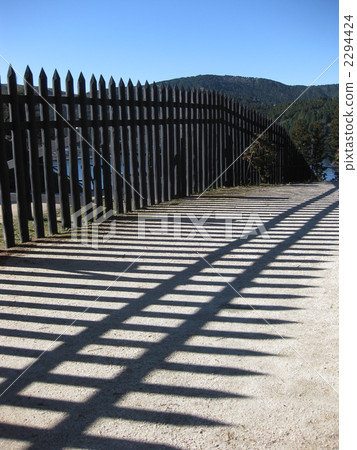 Shadow of a high wall of Hakone's railway track 2294424