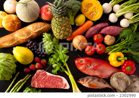 Fresh three goods + bread set / true bird's eye view 2302990