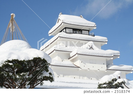 大雪後的敦賀城 會津若松城 會津若松市 福岡縣 2318374