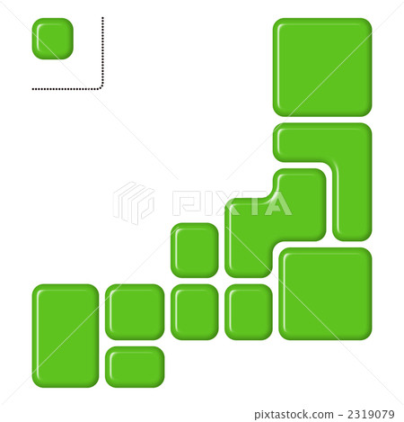 A stylized green illustration of a map of Japan. 2319079