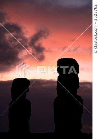 moai, the moai, sunset 2323762
