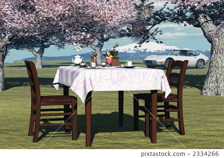 Sakura tea time with car 2334266