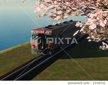 Spring bound train · sea and cherry blossoms 2338542