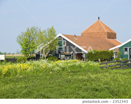 Triangular roof countryside landscape Netherlands 2352343