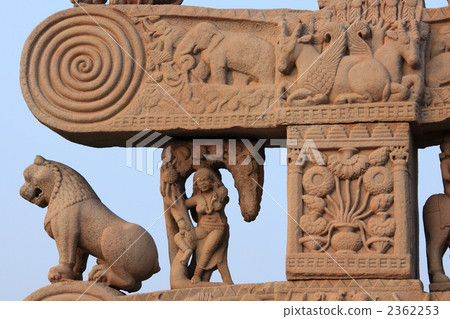 1st pagoda of Buddhist monuments of Sanchi, North Tower gate Post rear sculpture 2362253
