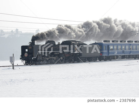 Steam locomotive of snowy field 2387696