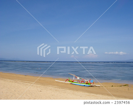 A small boat at Sanur Beach in Bali A small boat at Sanur Beach in Bali 2397456