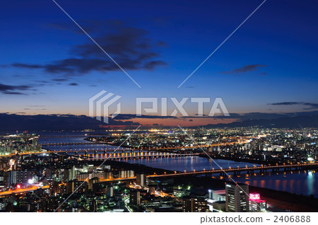 Osaka view from the aerial garden observatory at dusk 2406888