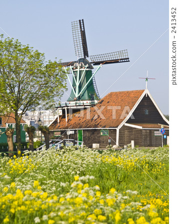 Windmill Holland Countryside Scenery 2413452