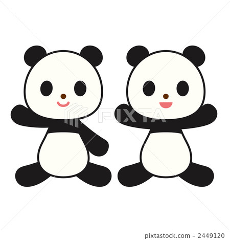 揮動前面手的兩隻熊貓 2449120