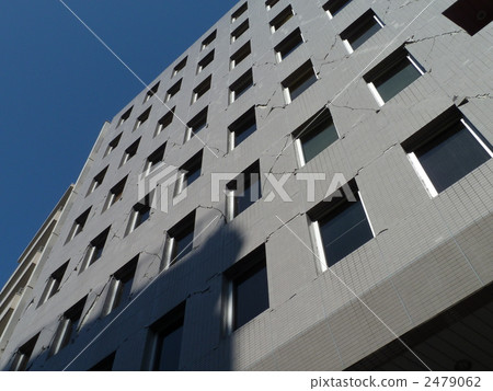 A crack on the outer wall of the condominium after the earthquake A crack on the outer wall of the condominium after the earthquake 2479062