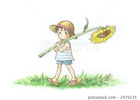 Children holding sunflower 2479135