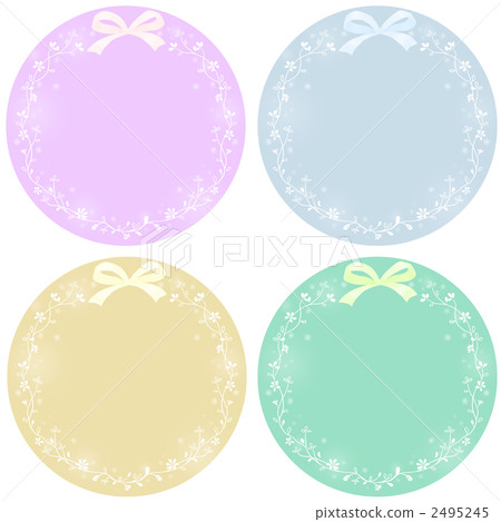 Ribbon and flower frame set (cold) - Stock Illustration [2495245] - PIXTA