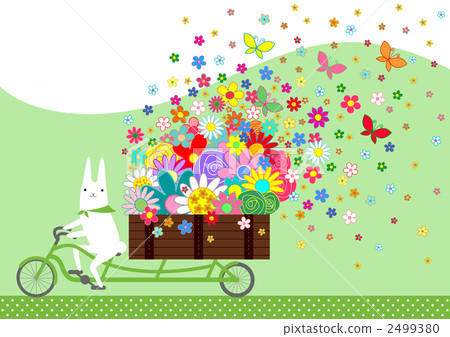 bunny, rabbit, shower of falling cherry blossom petals 2499380