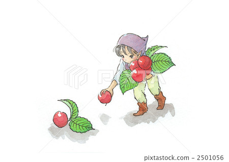 A dwarf picking red fruit 2501056