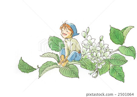 A daughter laughing in a white flower 2501064