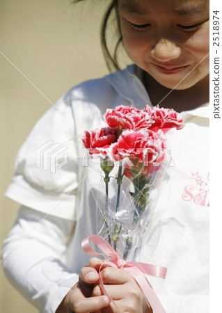 A girl with an important bunch of carnations A girl with an important bunch of carnations 2518974