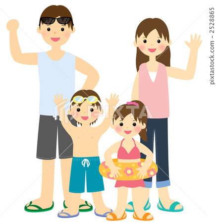 和家人一起在海灘游泳 2528865