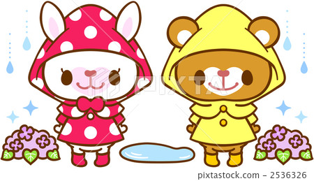 Raincoat bear and rabbit - Stock 