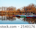 Autumn evening lake and boat 2540176