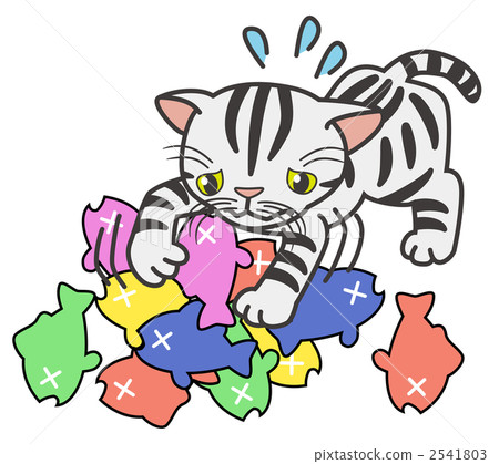 Cat catching up with fears and fish 2541803