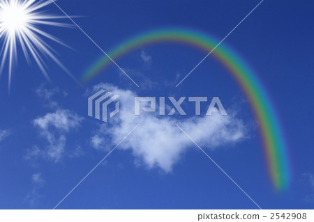 彩虹和藍天和白色雲彩 2542908