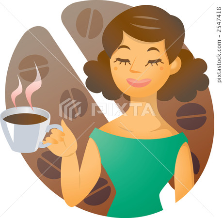 Coffee drinking woman and coffee bean design 2547418