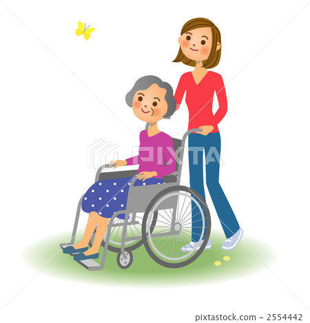 Women's white background with wheelchair 2554442