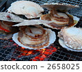 scallop, red flames, grilling 2658025