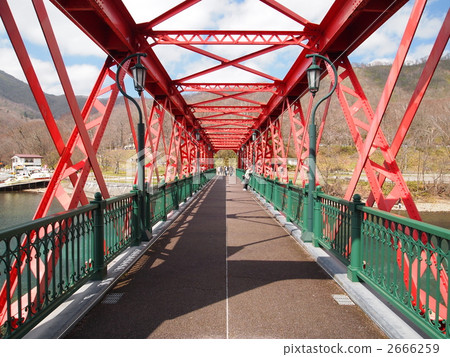 railway bridge, chitose river, on the bank of lake shikotsu 2666259