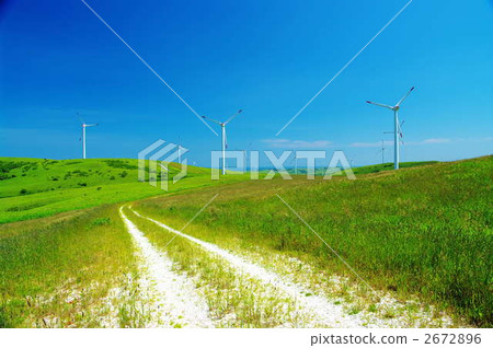 鄉間道路 土路 風車 2672896