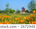 鬱金香花叢 風車 風力渦輪機 2672948